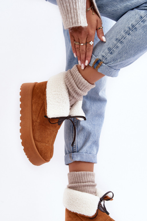 nööpidega lumesaapad platvormiga soojad saapad pruunid värvi Olimuka