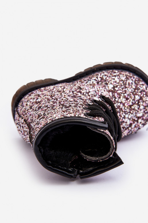 Laste jalanõud Läikivad Naiste poolsaapad voodriga tõmblukuga Tumeroosad värvi Saussa Laste jalanõud Läikivad Naiste poolsaapad voodriga tõmblukuga Tumeroosad värvi Saussa