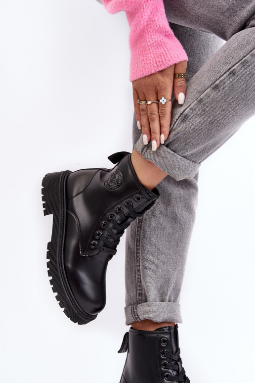 Naiste poolsaapad nööritavad mustad Big Star MM274375