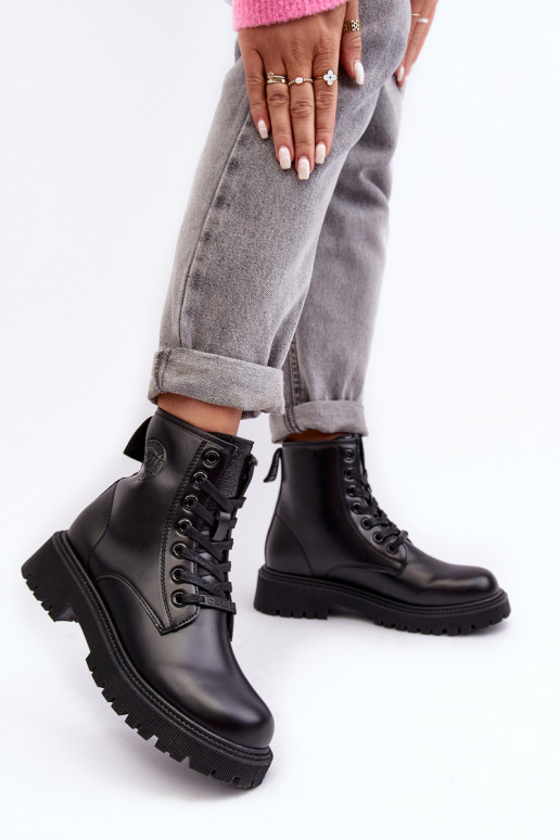 Naiste poolsaapad nööritavad mustad Big Star MM274375