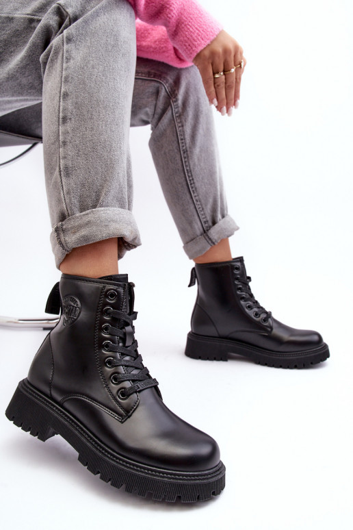 Naiste poolsaapad nööritavad mustad Big Star MM274375