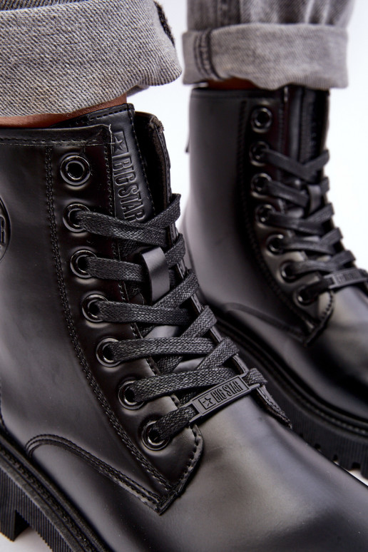 Naiste poolsaapad nööritavad mustad Big Star MM274375