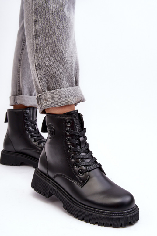 Naiste poolsaapad nööritavad mustad Big Star MM274375