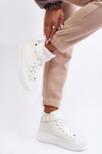 naiste saapad voodriga platvormiga Big Star valget värvi MM274006 2