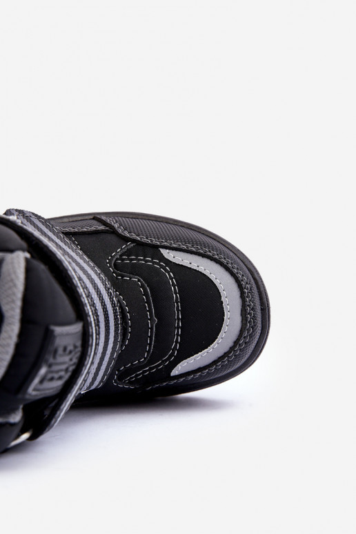 Laste jalanõud voodriga nööpidega lumesaapad krõpsudega kinnitatav mustad Big Star MM374129