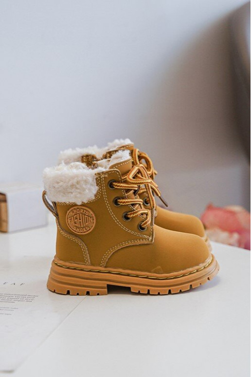 Laste jalanõud tõmblukuga z Kożuszkiem pruunid värvi Marialee Laste jalanõud tõmblukuga z Kożuszkiem pruunid värvi Marialee