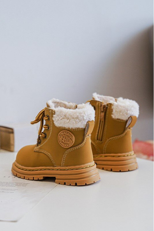 Laste jalanõud tõmblukuga z Kożuszkiem pruunid värvi Marialee Laste jalanõud tõmblukuga z Kożuszkiem pruunid värvi Marialee