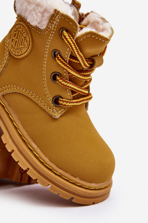 Laste jalanõud tõmblukuga z Kożuszkiem pruunid värvi Marialee Laste jalanõud tõmblukuga z Kożuszkiem pruunid värvi Marialee