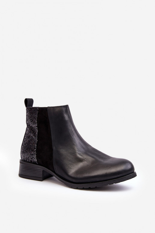 Naiste poolsaapad laiade nööridega litritega mustad Messio