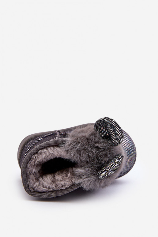 Seest karvaga soojendatud laste lumesaapad kõrvadega, halli värvi Betty Seest karvaga soojendatud laste lumesaapad kõrvadega, halli värvi Betty