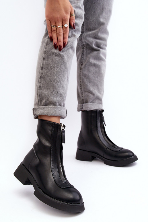 Musta värvi Elkasa lukuga laia kontsaga saapad