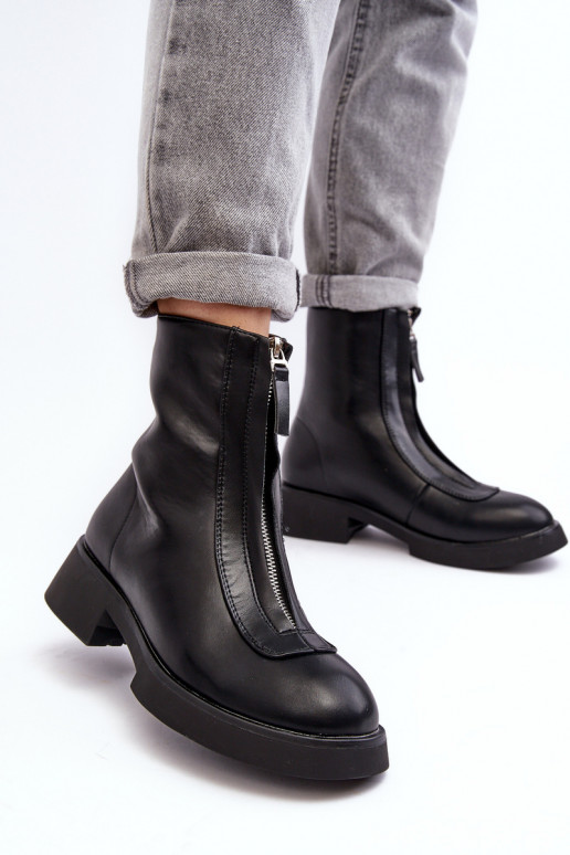 Musta värvi Elkasa lukuga laia kontsaga saapad