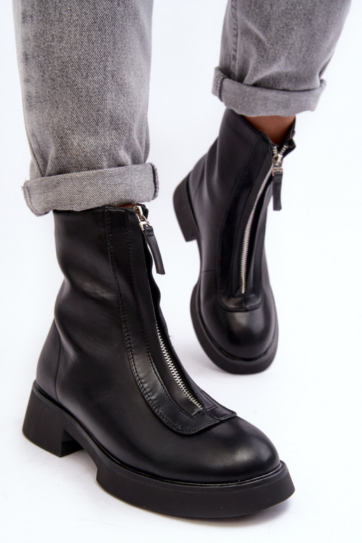 Musta värvi Elkasa lukuga laia kontsaga saapad