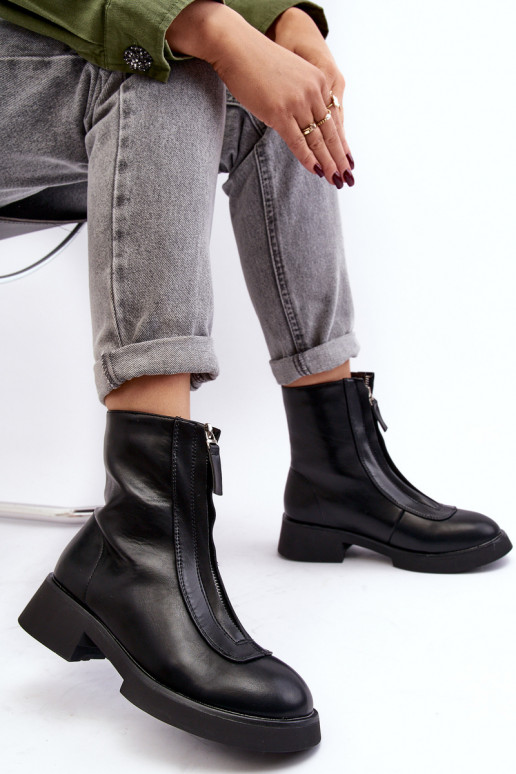 Musta värvi Elkasa lukuga laia kontsaga saapad