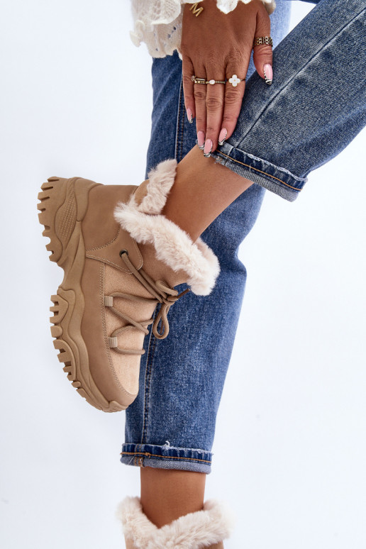 Naiste poolsaapad karusnahaga beeži värvi Cresandi