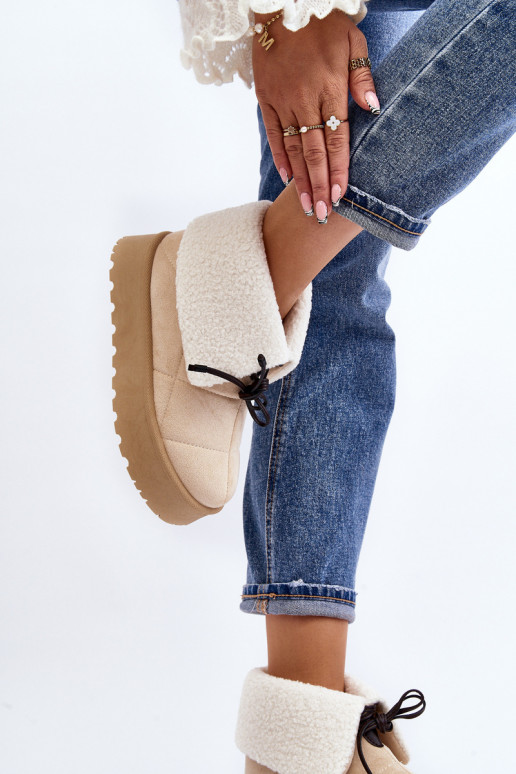 nööpidega lumesaapad platvormiga soojad saapad Elevandiluu värvi Olimuka