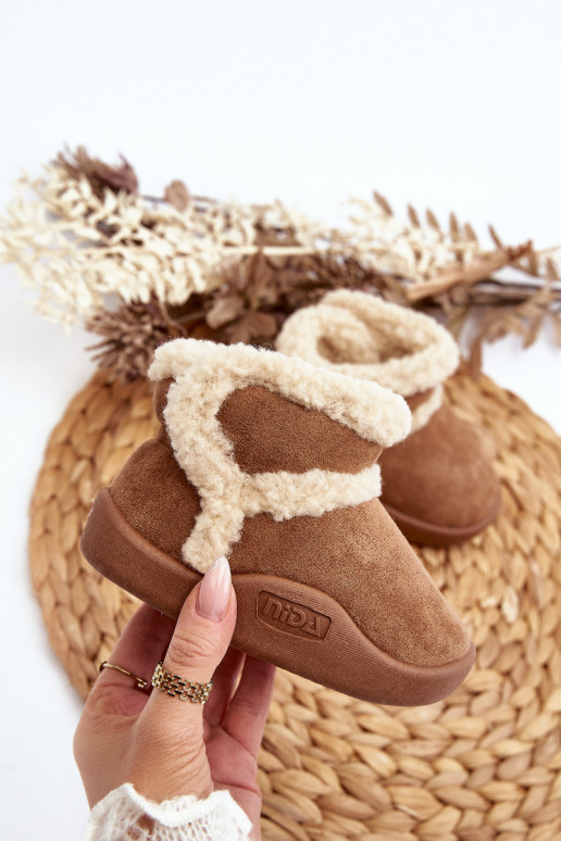 Nööpidega lumesaapad krõpsudega kinnitatav pruunid värvi Unitia Nööpidega lumesaapad krõpsudega kinnitatav pruunid värvi Unitia