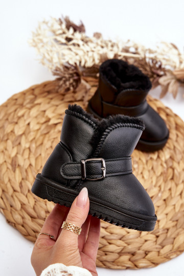 Laste jalanõud Eko nööpidega lumesaapad rihmadega mustad Orinor 2