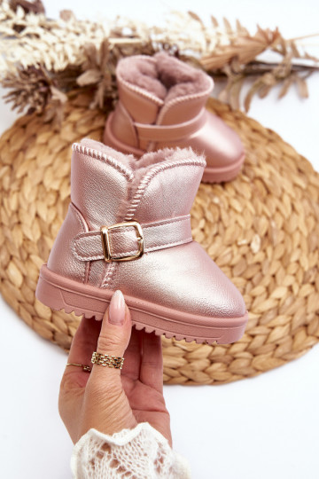 Laste jalanõud Eko nööpidega lumesaapad rihmadega Tumeroosad värvi Orinor 2