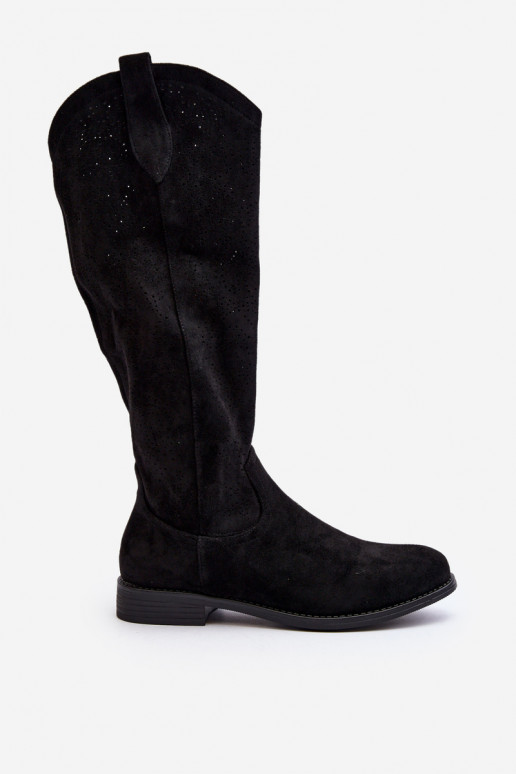 S.Barski HY66-132 naiste pika säärega saapad mustad