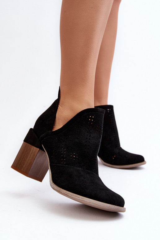 Naiste poolsaapad kõrge jämeda kontsaga mustad Niartima