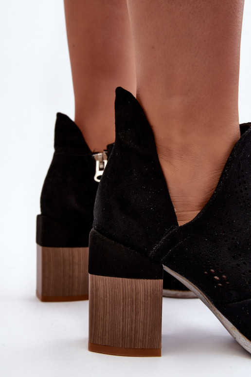 Naiste poolsaapad kõrge jämeda kontsaga mustad Niartima