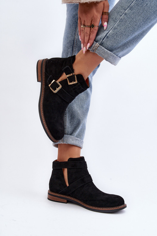 Naiste poolsaapad laiade nööridega Triipudega mustad Melviana