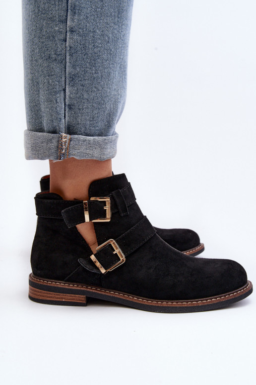 Naiste poolsaapad laiade nööridega Triipudega mustad Melviana