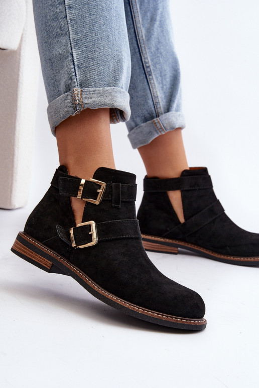 Naiste poolsaapad laiade nööridega Triipudega mustad Melviana