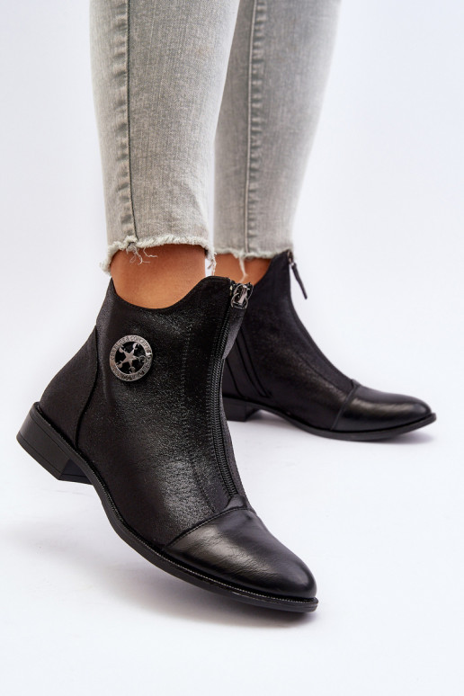 Naiste poolsaapad laiade nööridega tõmblukuga mustad Loratie