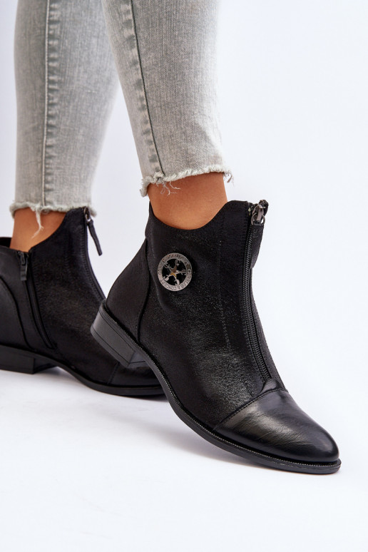 Naiste poolsaapad laiade nööridega tõmblukuga mustad Loratie