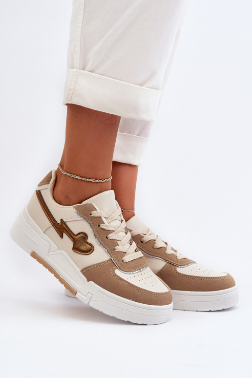 Sneakers tüüpi jalanõud platvormiga beeži värvi Zeparine Sneakers tüüpi jalanõud platvormiga beeži värvi Zeparine