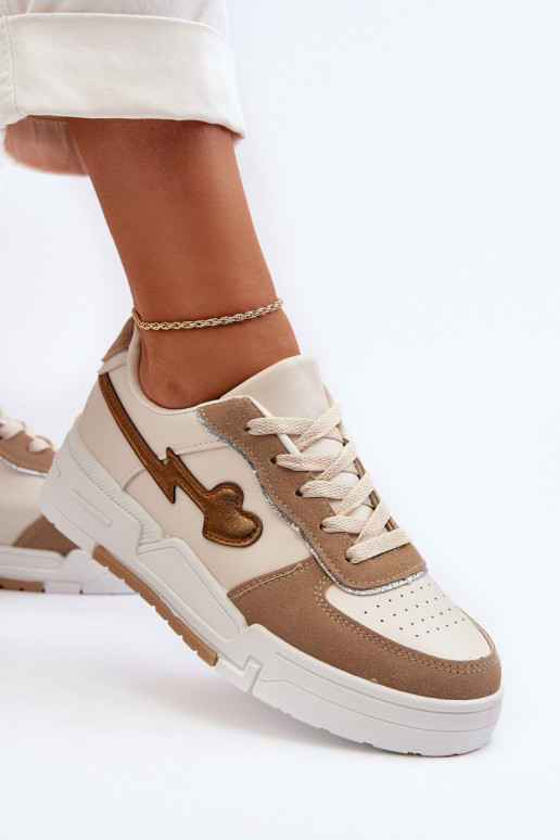 Sneakers tüüpi jalanõud platvormiga beeži värvi Zeparine Sneakers tüüpi jalanõud platvormiga beeži värvi Zeparine