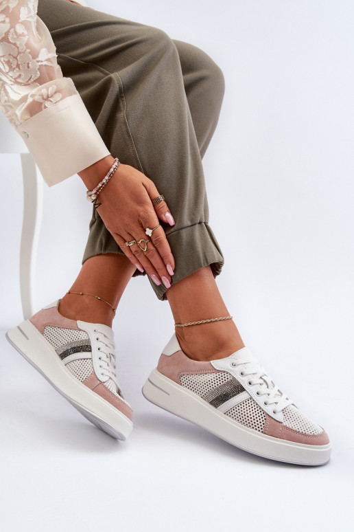 Sneakers tüüpi jalanõud D&A LR110 Valget-Tumeroosad värvi