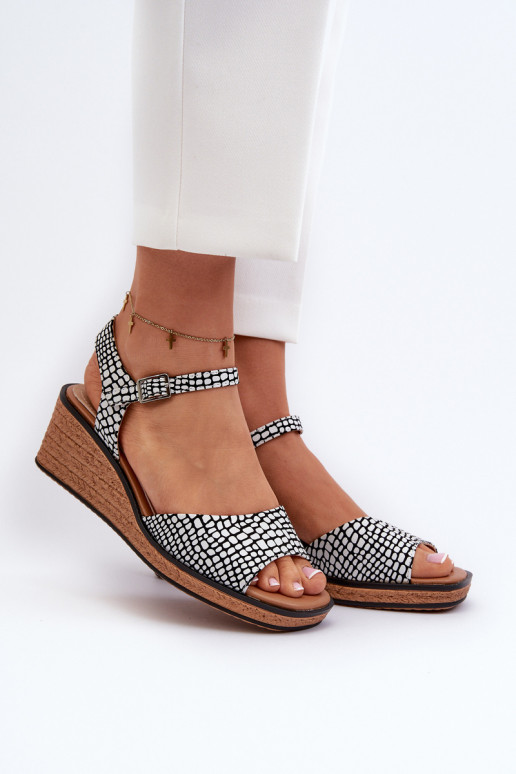  Platvormiga sandaalid Sergio Leone SK303 Valget-Must