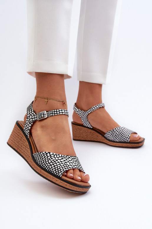  Platvormiga sandaalid Sergio Leone SK303 Valget-Must