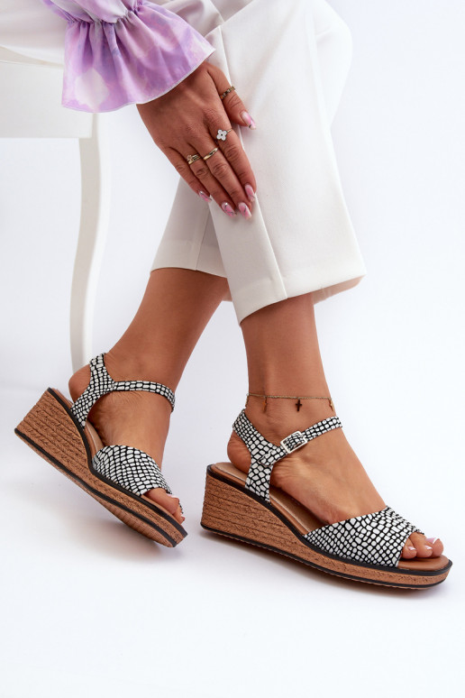  Platvormiga sandaalid Sergio Leone SK303 Valget-Must