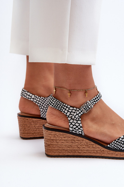  Platvormiga sandaalid Sergio Leone SK303 Valget-Must