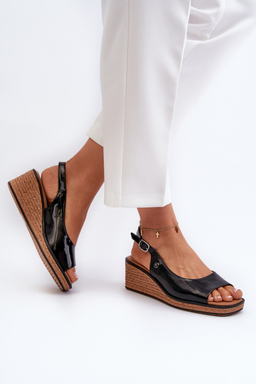  Laque Platvormiga sandaalid Sergio Leone SK301 Must