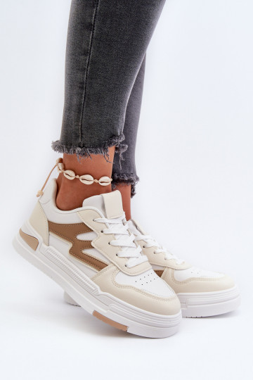 Sneakers tüüpi jalanõud platvormiga eko-nahast beeži värvi Lynnette