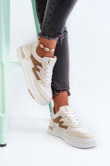 Sneakers tüüpi jalanõud platvormiga eko-nahast beeži värvi Lynnette 2