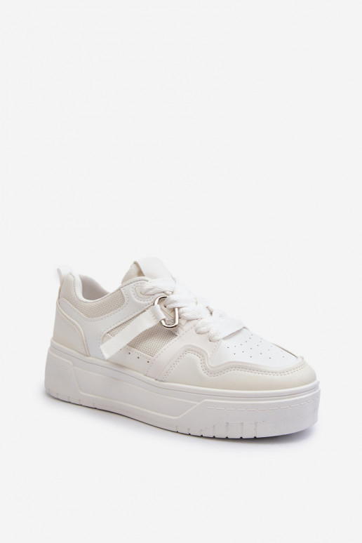 Sneakers tüüpi jalanõud platvormiga eko-nahast valget värvi Moun