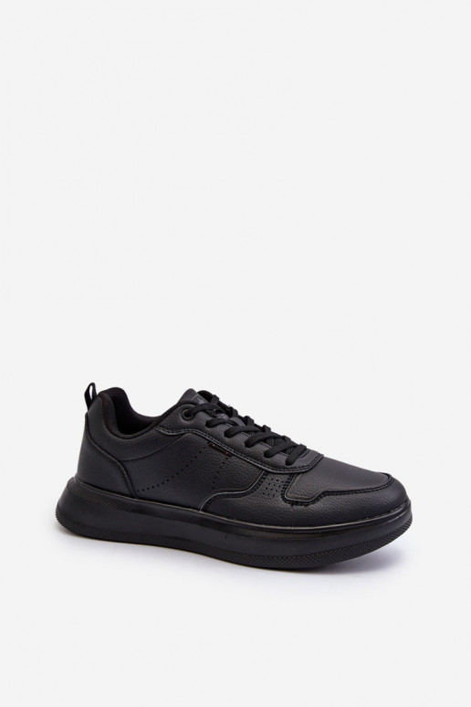 Sneakers tüüpi jalanõud platvormiga eko-nahast mustad Uziran