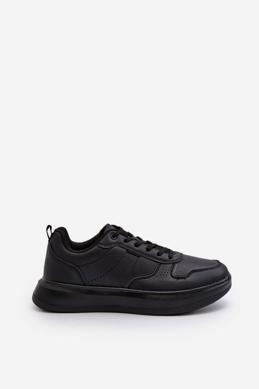 Sneakers tüüpi jalanõud platvormiga eko-nahast mustad Uziran