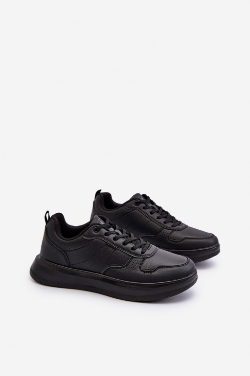 Sneakers tüüpi jalanõud platvormiga eko-nahast mustad Uziran