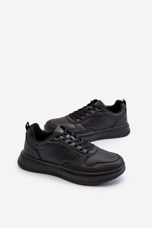 Sneakers tüüpi jalanõud platvormiga eko-nahast mustad Uziran