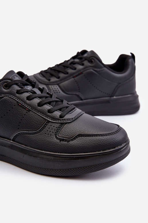Sneakers tüüpi jalanõud platvormiga eko-nahast mustad Uziran