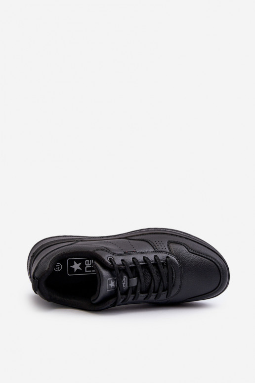 Sneakers tüüpi jalanõud platvormiga eko-nahast mustad Uziran