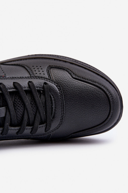 Sneakers tüüpi jalanõud platvormiga eko-nahast mustad Uziran