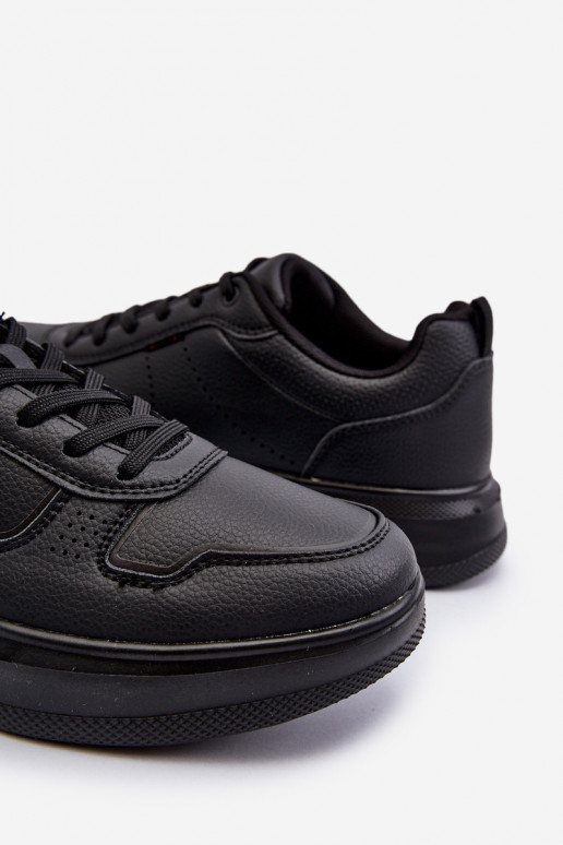 Sneakers tüüpi jalanõud platvormiga eko-nahast mustad Uziran